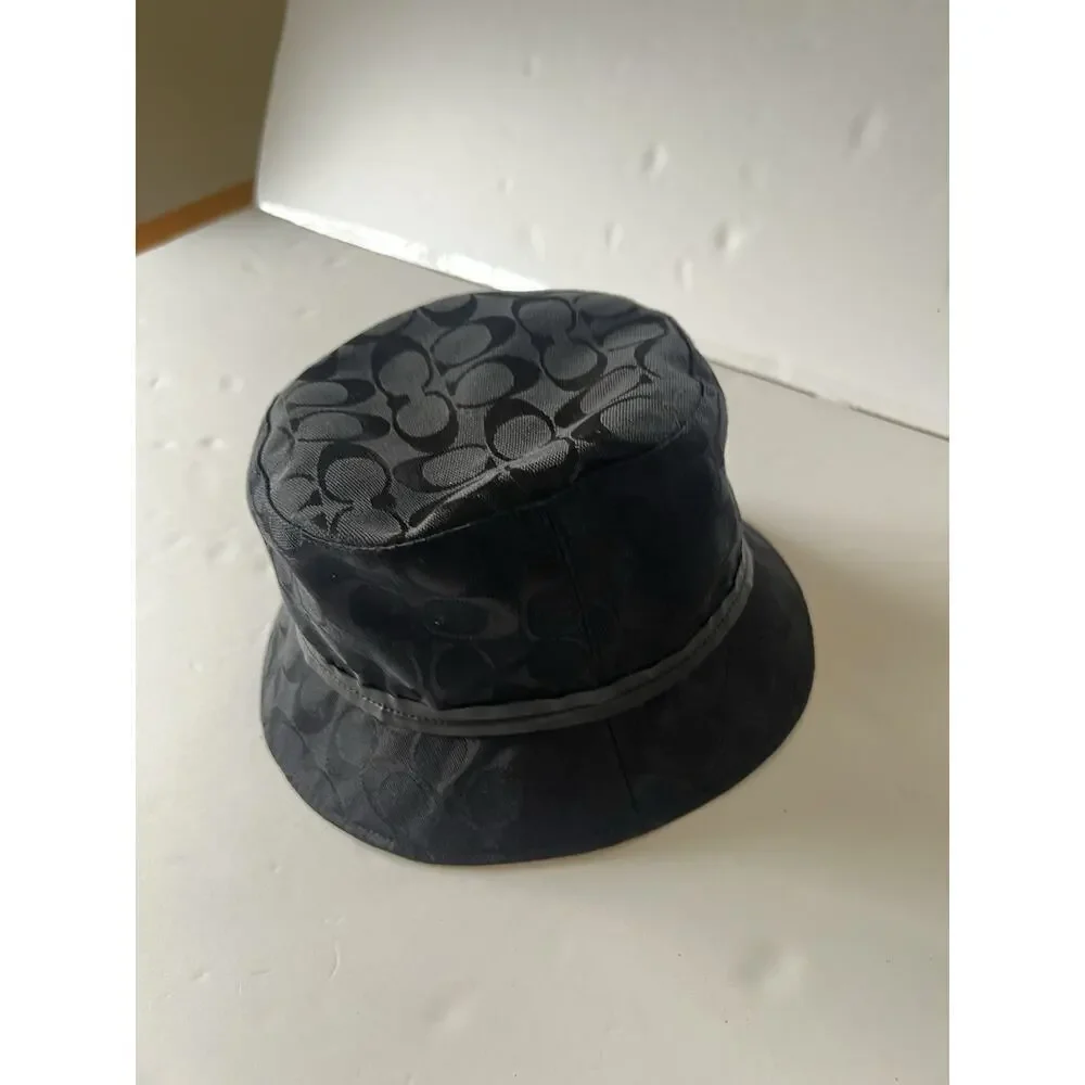 Coach Monogram Jacquard Bucket Hat Black Y2K Vintage size p/S